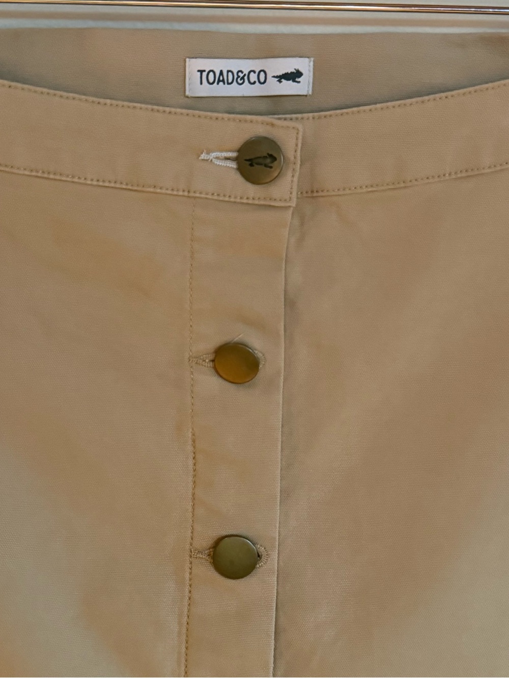 Toad&Co Tan Button-Front Mini Skirt with Side Pockets - Picture 3 of 6